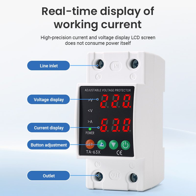 TA-63X-Voltage-Current-Adjustable-Protector-Display