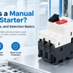 What is a manual motor starter - cover with thermal-magnetic manual motor starter in a control panel